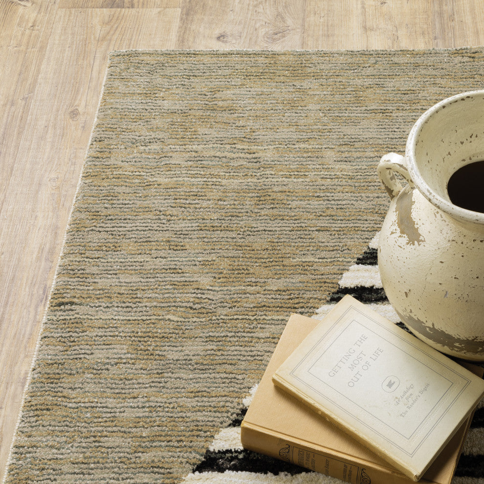 Sadie Layered Triangles Gold/Multi Area Rug, Gold/Multi, 6'7"x9'6"