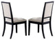 Set of 2 Upholstered Dining Side Chairs Black and Cream