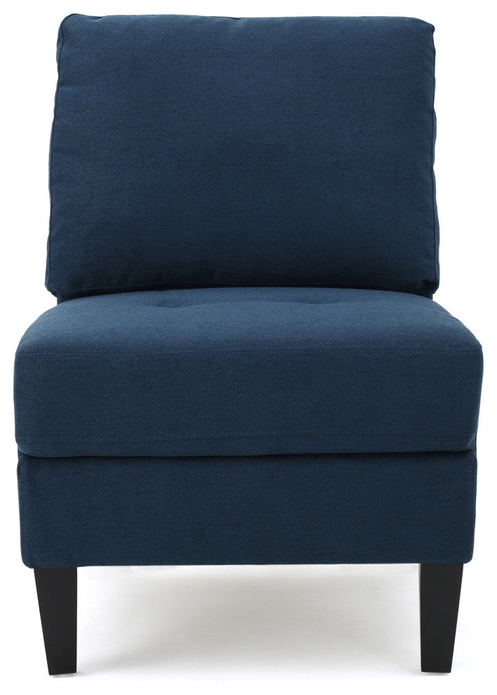 GDF Studio Carolina Fabric Sectional Couch With Storage Ottoman, Dark Blue