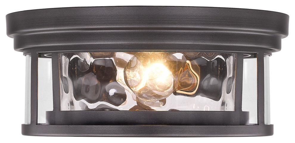 Zlite 493F2-BRZ 2-Light Flush Mount, Inner Clear Water & Outer Clear
