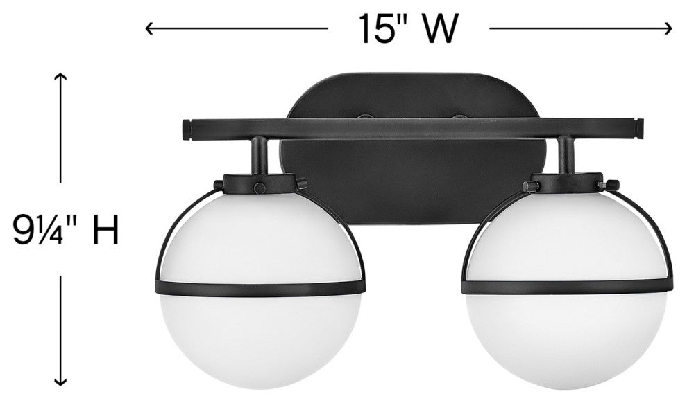 Hinkley Hollis Bathroom Vanity Light, Black, 2 Light