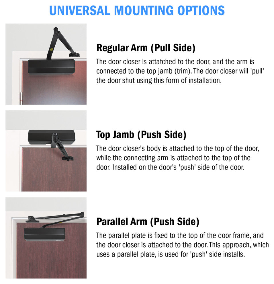 Nuk3y 9000 Series Grade 1 Heavy Duty Door Closer Size 1-6, ADA, UL Listed, Duro