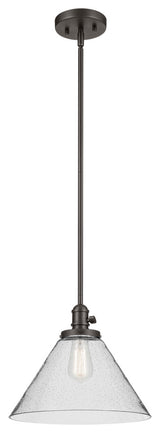Avery 11.75" 1-Light Cone Pendant With Clear Seeded Glass, Olde Bronze