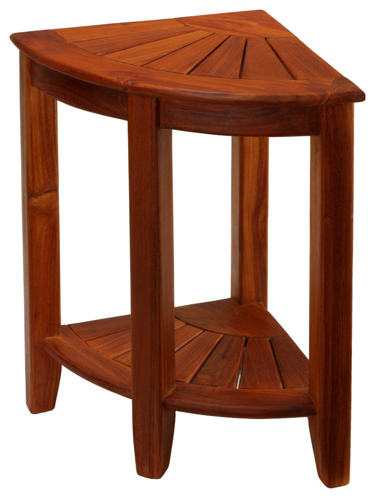 Bare Decor Elana Tall Corner Spa Shower Stool, Solid Teak Wood, 24"H