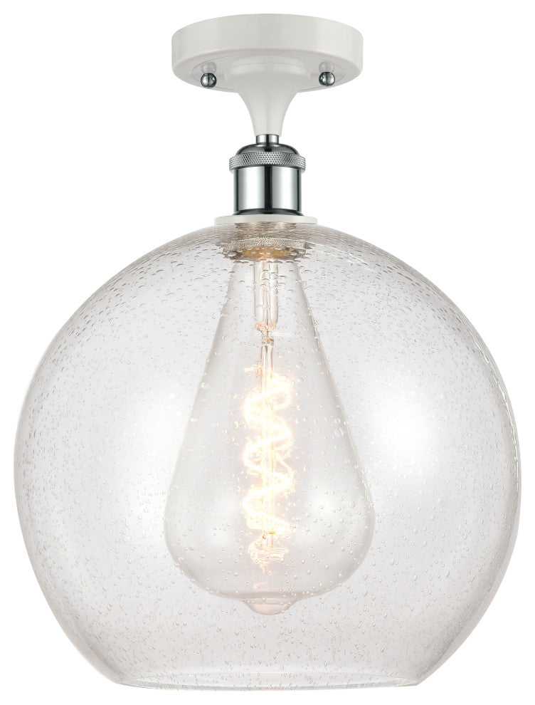 Innovations 516-1C-WPC-G124-12 1 Light Semi-Flush Mount, White, Polished Chrome
