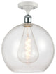Innovations 516-1C-WPC-G124-12 1 Light Semi-Flush Mount, White, Polished Chrome