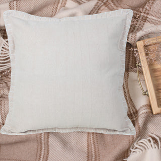 Embroidered Edge Bordered Throw Pillow, Beige, 20" X 20"
