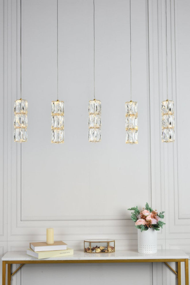 Paris LED Light Gold Pendant Clear Royal Cut Crystal