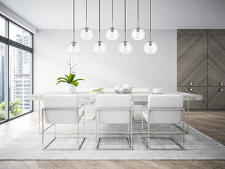 Midcentury Modern Chrome And Clear 7-Light Pendant