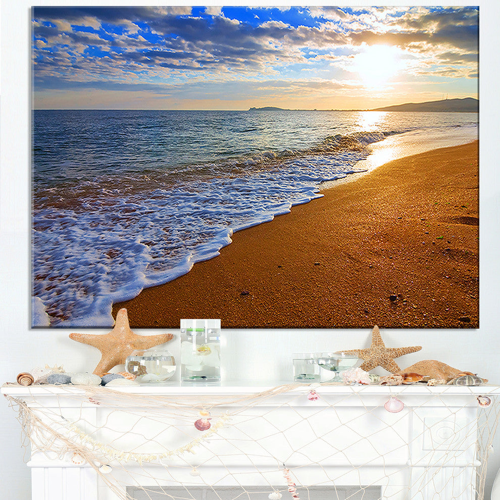 "Sydney Early Morning Beach" Beach Canvas Wall Art, 32"x16"