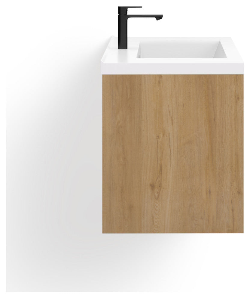 The Daria Bathroom Vanity, White Oak, 36", Single Sink, Wall Mount