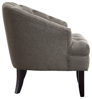 Rocco Linen Barrel Diamond Tufted Accent Chair, Charcoal