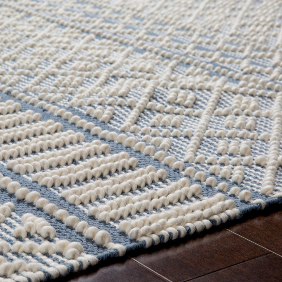 Surya Farmhouse Tassels FTS-2300 Bohemian Area Rug, Denim, 6' x 9' Rectangle