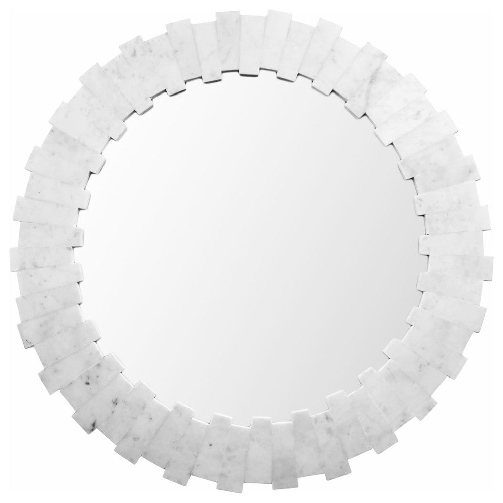 Round White Marble Step Mirror