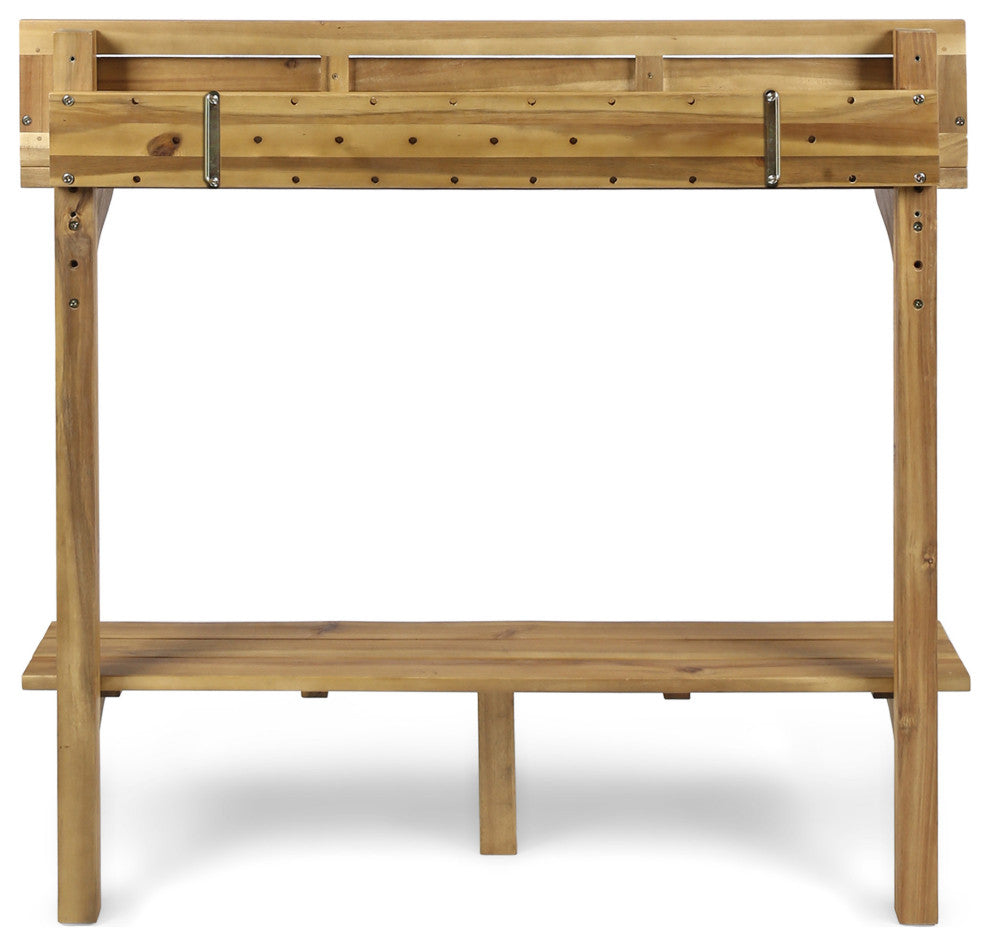 GDF Studio 3-Piece Cassie Outdoor Acacia Wood Balcony Bar Set, Natural Stained