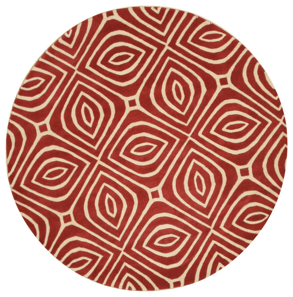 Red Contemporary Geometric Marla Area Rug
