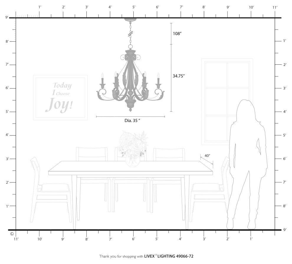 6 Light Shiny Red Large Chandelier