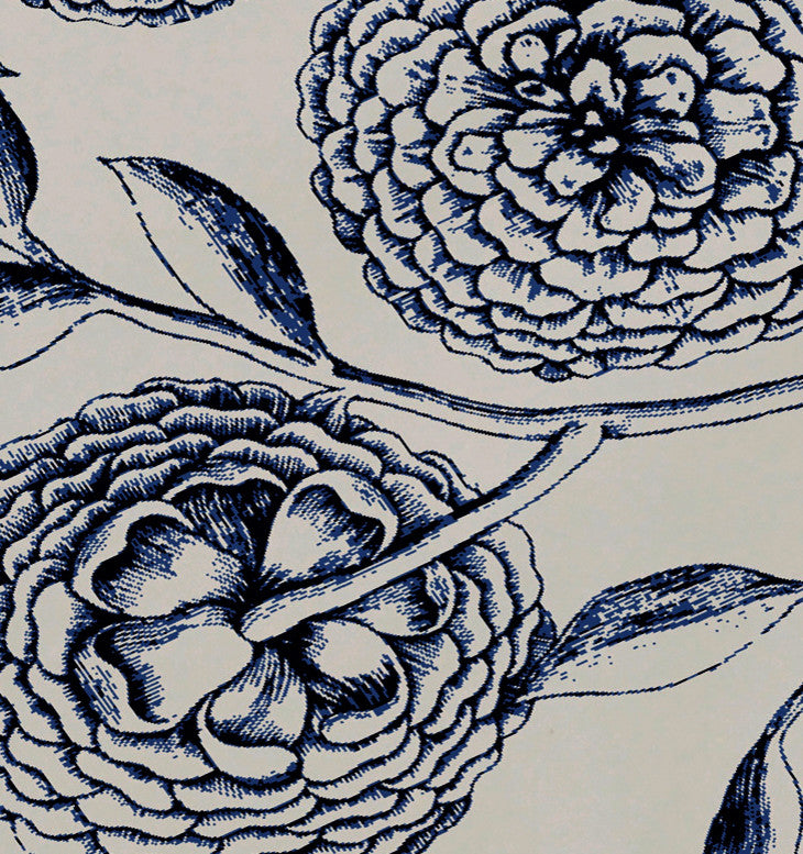 18"x14" Antique Flowers, Floral Print Placemat, Navy Blue, Set of 4
