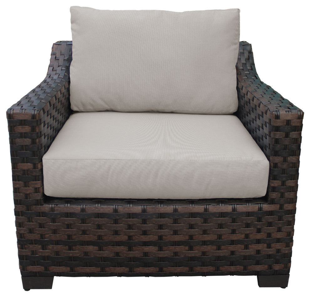 kathy ireland River Brook 8 Piece Wicker Patio Furniture Set, Almond