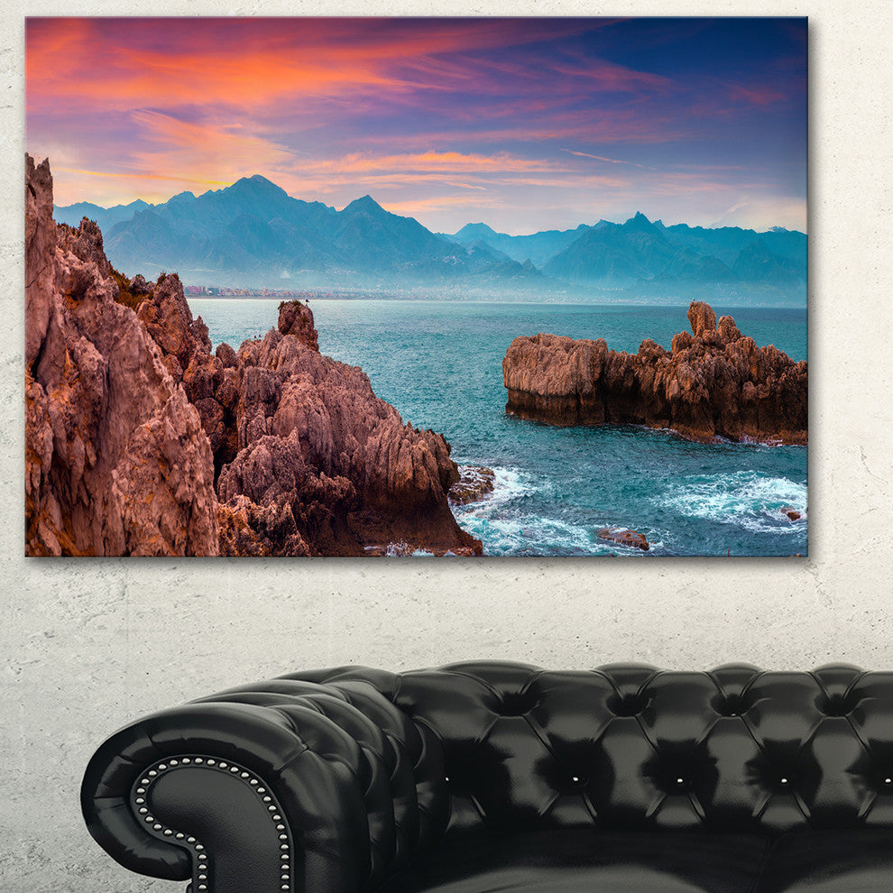 "Sunrise on Barbor Milazzo Panorama" Landscape Wall Art, 1 Panel, 60"x28"