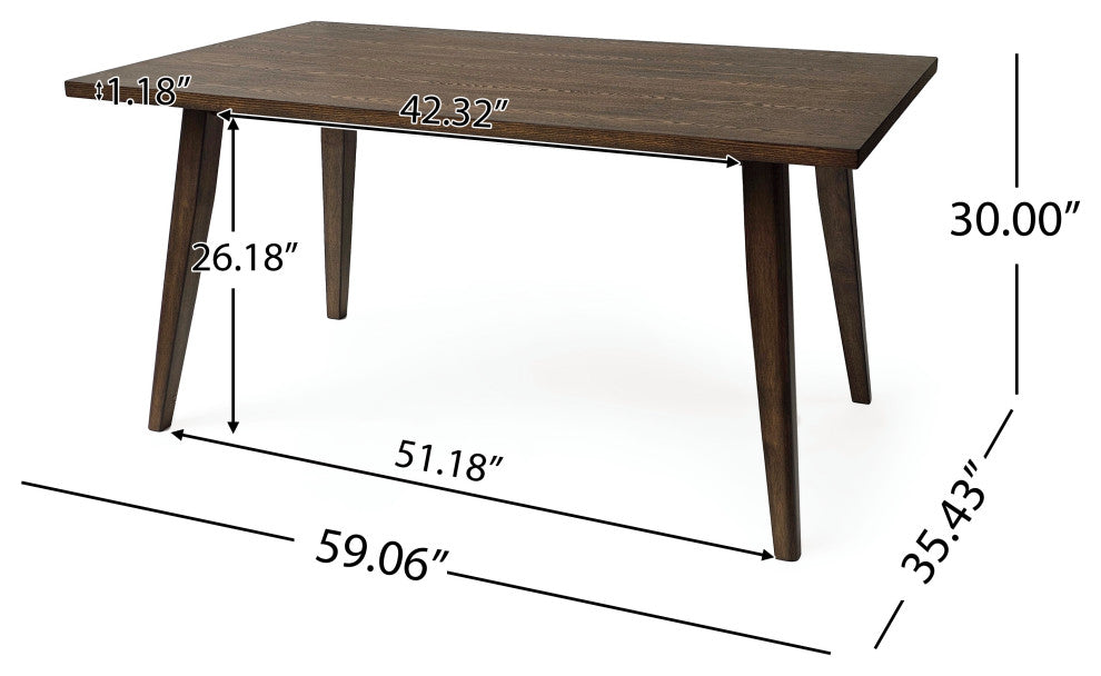 GDF Studio 5-Piece Mid-Century Dining Set, 4 Chairs, Dark Gray/Walnut/Brown