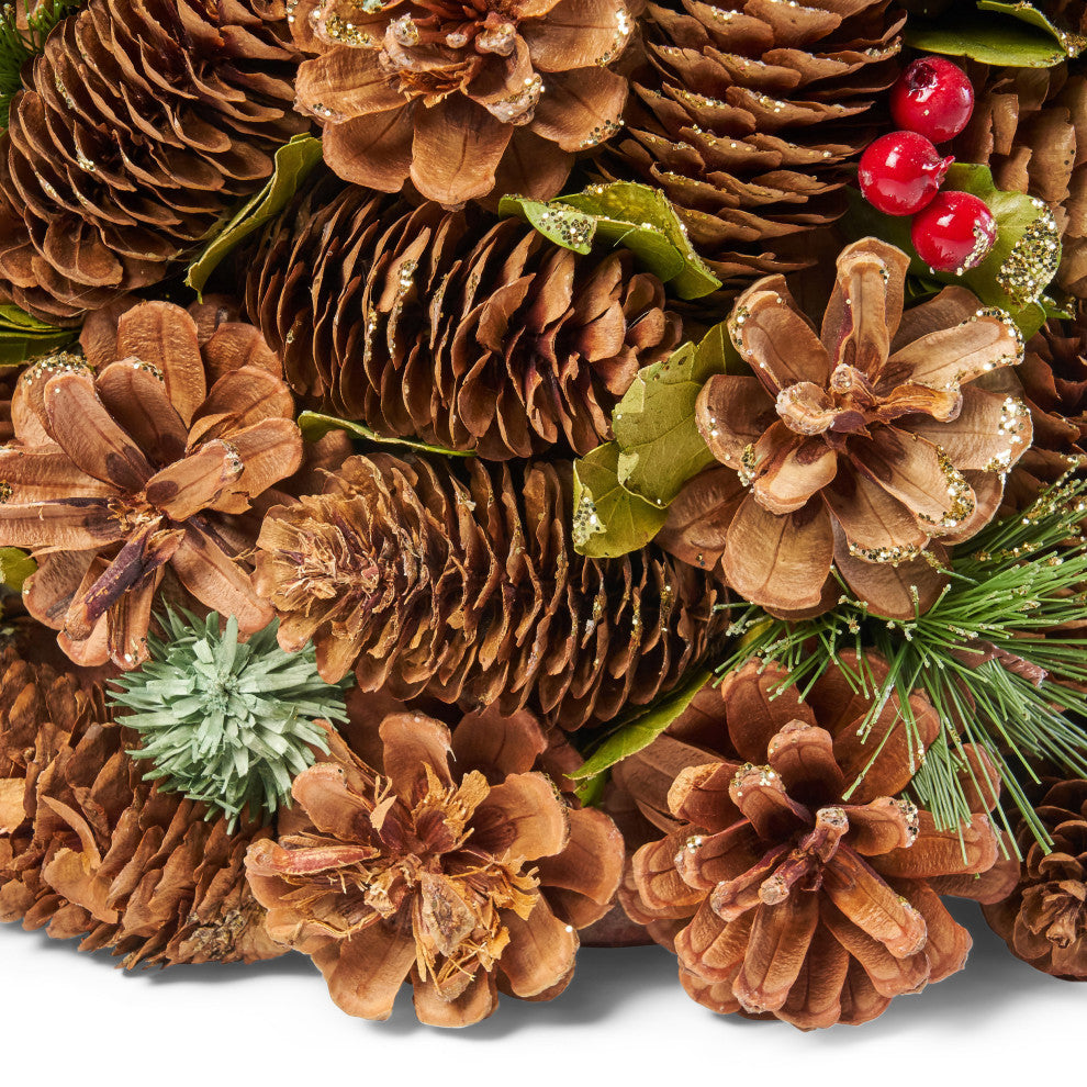 Pre-Decorated Pine Cone and Glitter Artificial Tabletop Christmas Tree