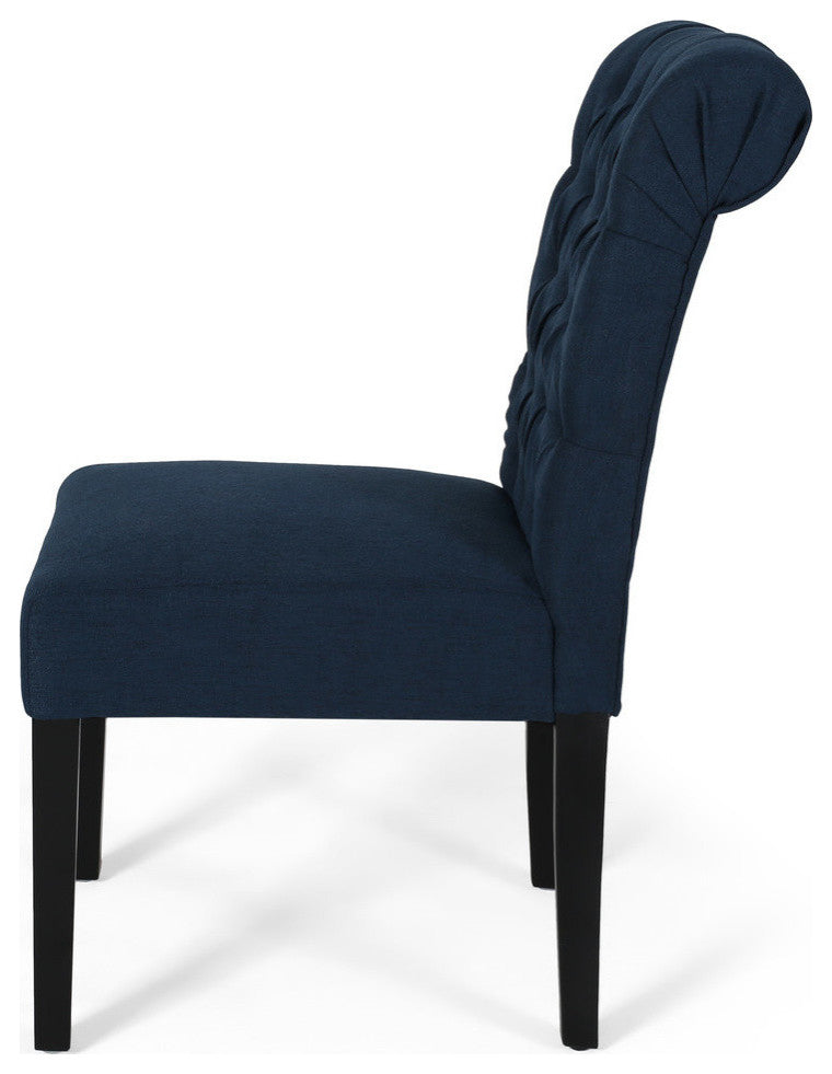 Emerson Tufted Dining Chairs, Set of 2, Navy Blue, Fabric