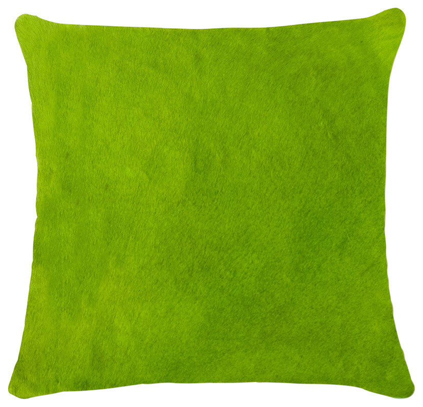 Natural Torino Cowhide Pillow 18"x18", Lime