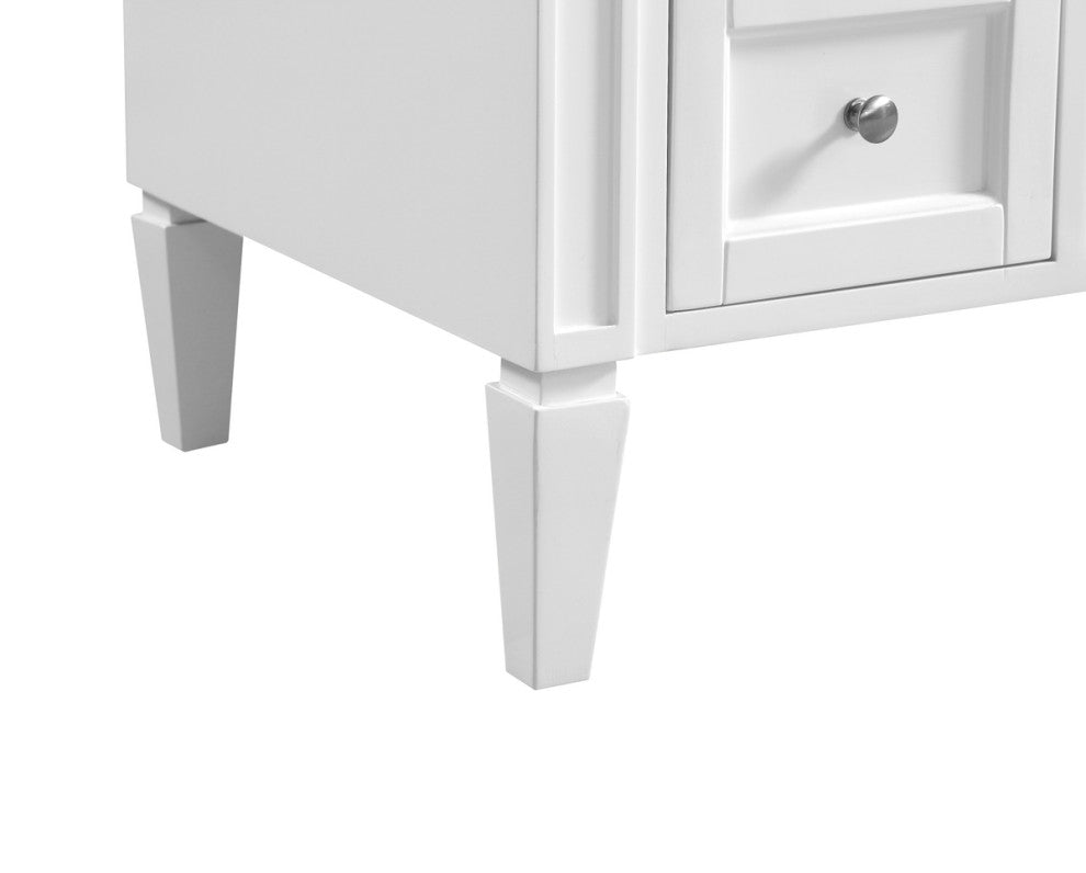Home Living Vanity with Carrara White Marble Countertop, White, 48", Single Sink