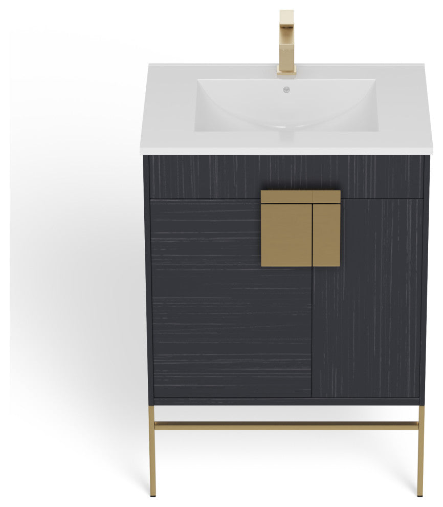 The Lancado Bathroom Vanity, Dawn Gray, 24", Single Sink, Freestanding