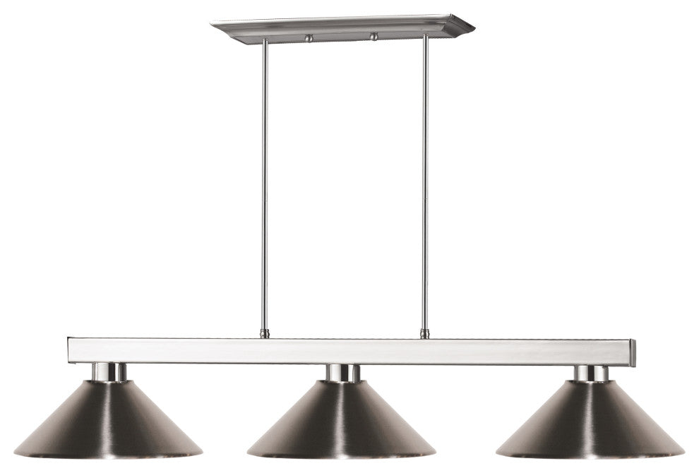 Players Collection 3 Light Billiard Light in Brushed Nickel Finish