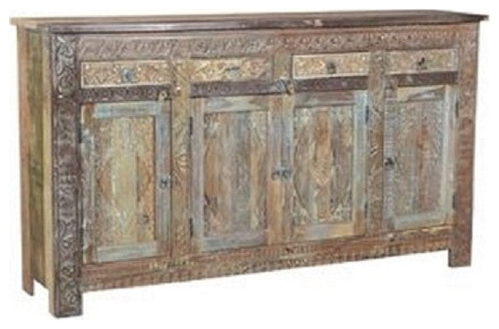 Reclaimed Wood Sideboard with 4 Drawers 4 Doors