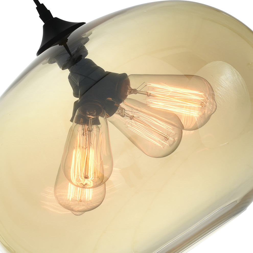 Glass Light Down Mini Pendant, Transparent Amber, 16 Inches