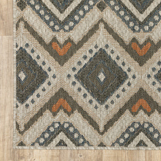 Oriental Weavers Latitude Grey/ Orange Geometric Indoor/Outdoor Rug 7'10"X10'