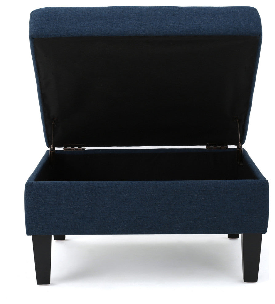 GDF Studio Carolina Tufted Cover Fabric Storage Ottoman, Dark Blue