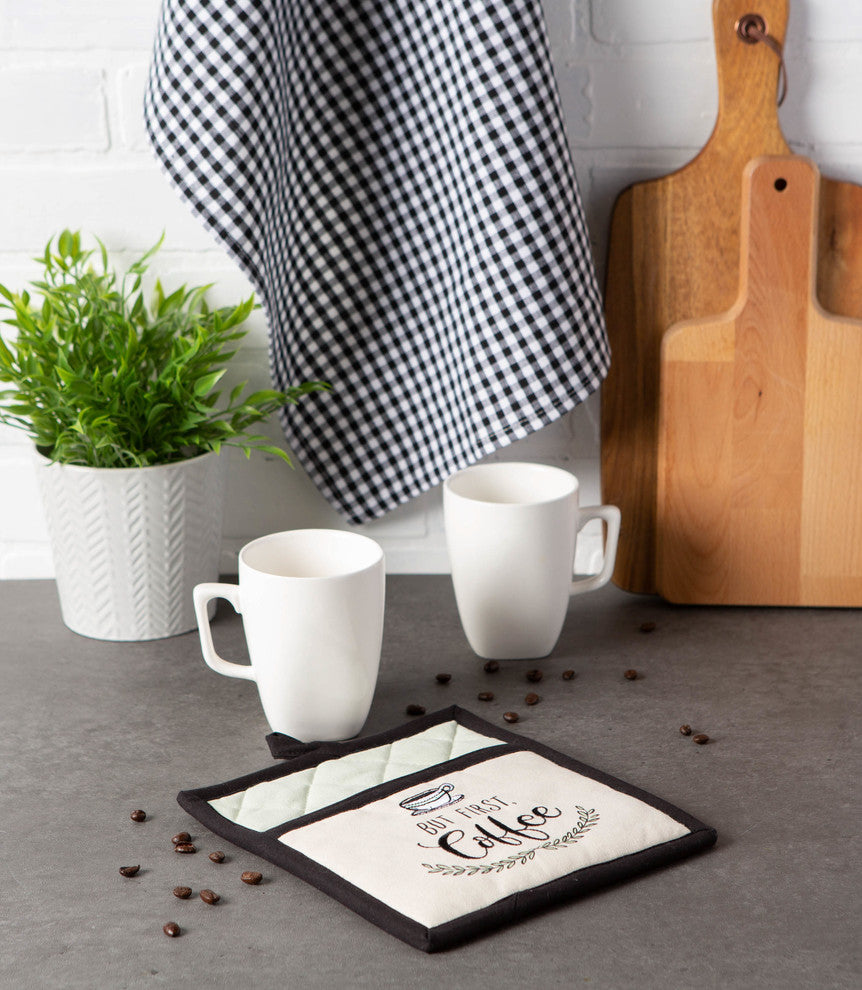 Coffee Time Embroidered Potholder Gift Set