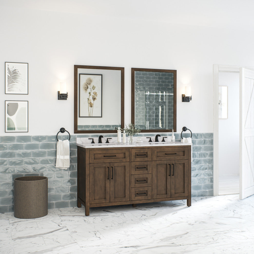 OVE Decors Tahoe Vanity With Mirror, Almond Latte, 60"