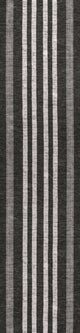 Vichy Geometric Striped Machine-Washable Area Rug, Black/Ivory, 2x8