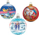 Hand Painted 3 Piece Christmas Balls Glass Scenic Ornaments Set