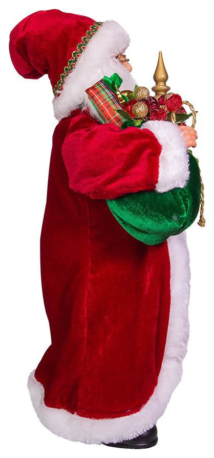 Kurt Adler 17" Kringle Klaus Elegant Santa with Staff and Bag of Gifts