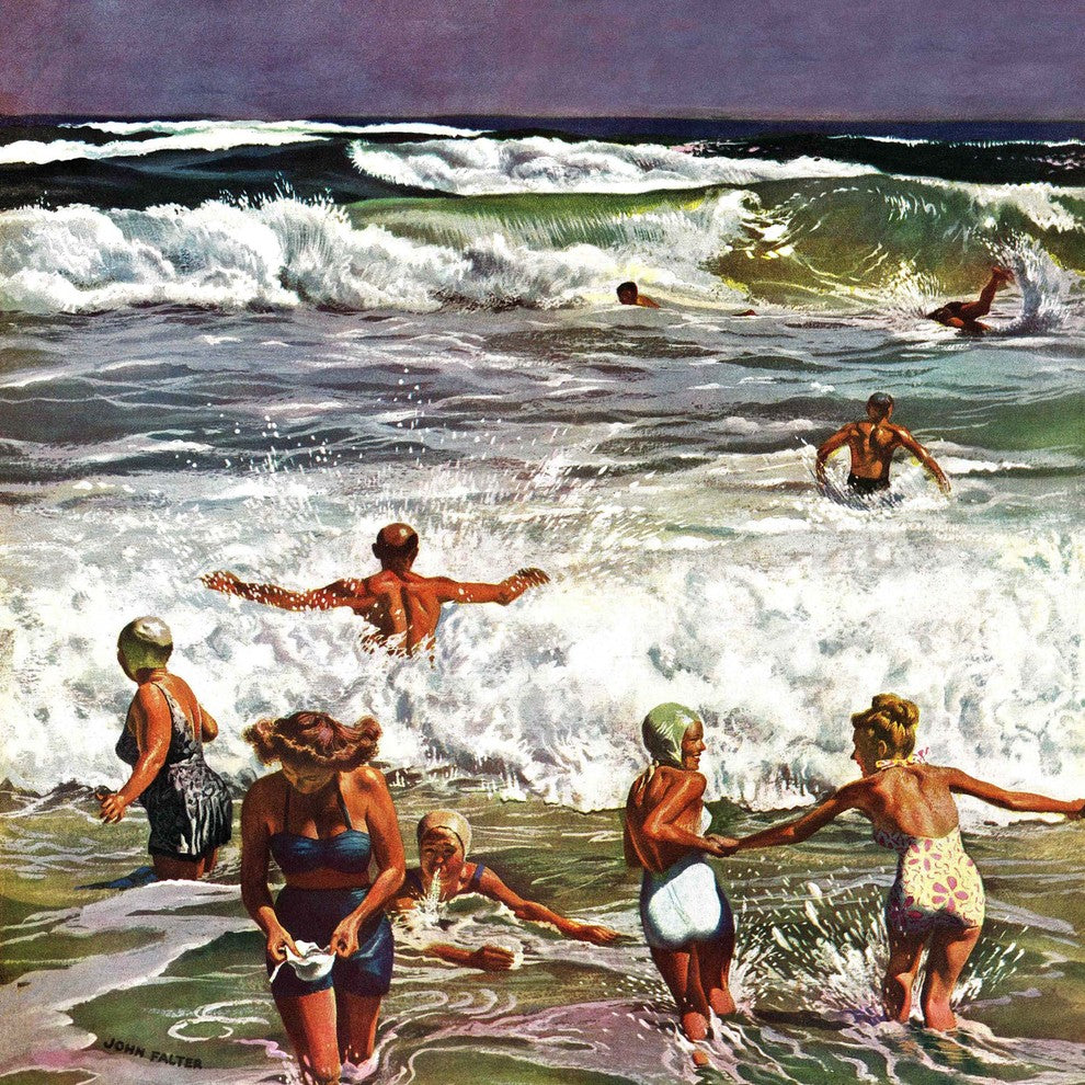 "Surf Swimming" Painting Print on Canvas by John Falter