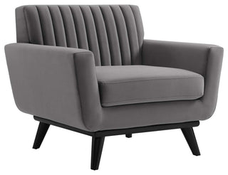 Engage Channel Tufted Performance Velvet Armchair Gray