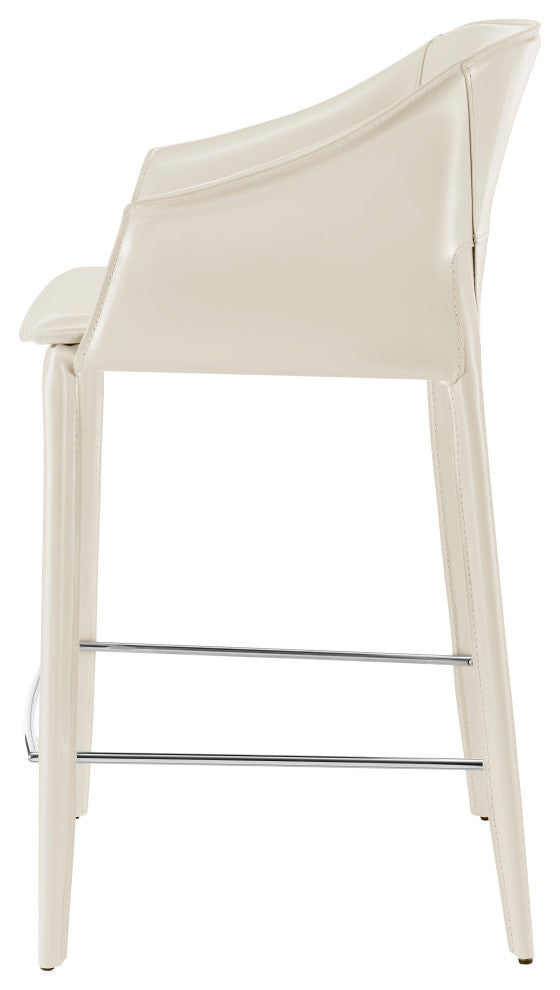 Callie Recycled Leather Counter Stool, Vanilla