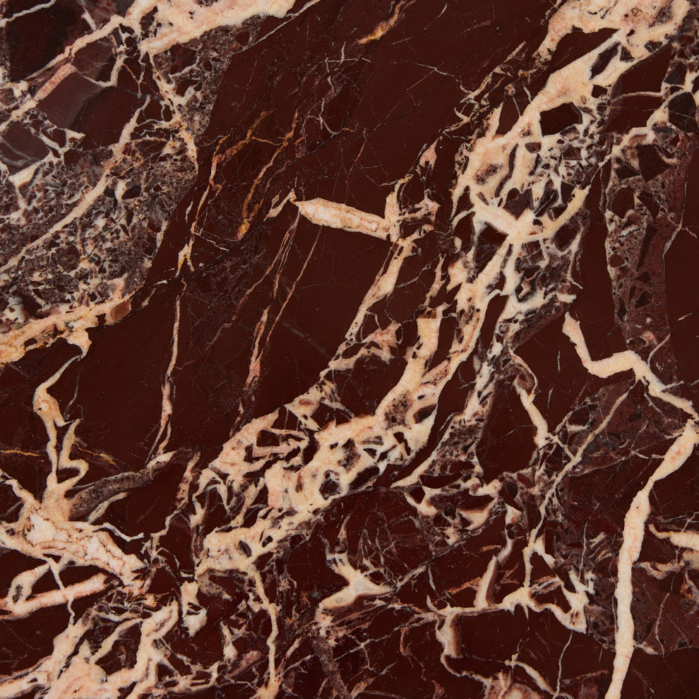 Reeves End Table, Garnet Marble-Dark Brass