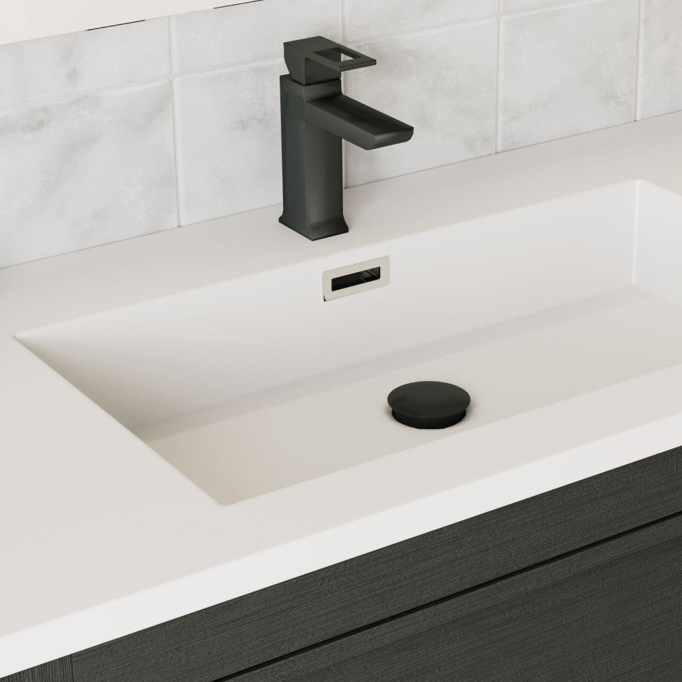 The Shiloh Bathroom Vanity, Charcoal Oak, 36", Single Sink, Freestanding