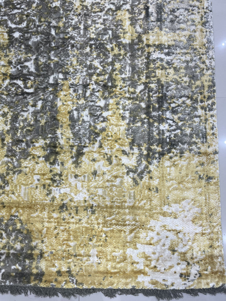 Hand-Knotted Wool Ivory/Gold Transitional Modern Modern Rug, 7' X 9'