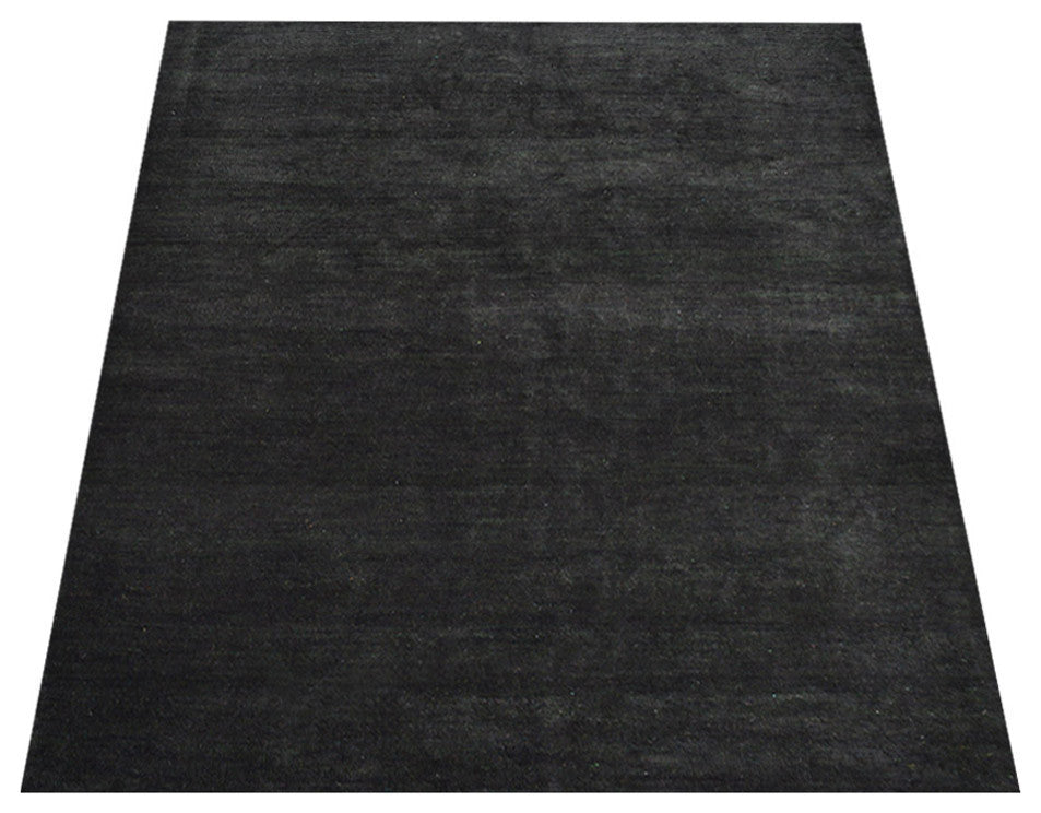 HAND KNOTTED LOOM SILK ECO-FRIENDLY AREA RUGS-Light Charcoal Color,Solid Design, [Rectangle] 8'x10'