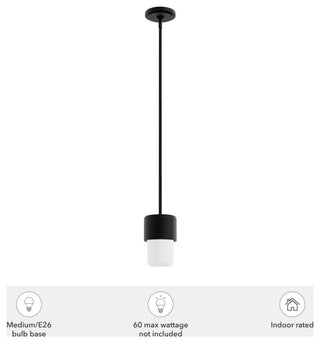 Station Natural Iron, Frosted Cased White Glass 1 Light Pendant Ceiling Light