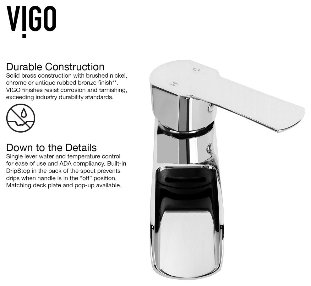 VIGO Amada 10" H Single Handle Single Hole Bathroom Vessel Faucet, Chrome