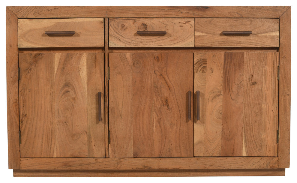 Fernious 3 Drawer 3 Door Sideboard, Natural Finish on Mango Solid Wood